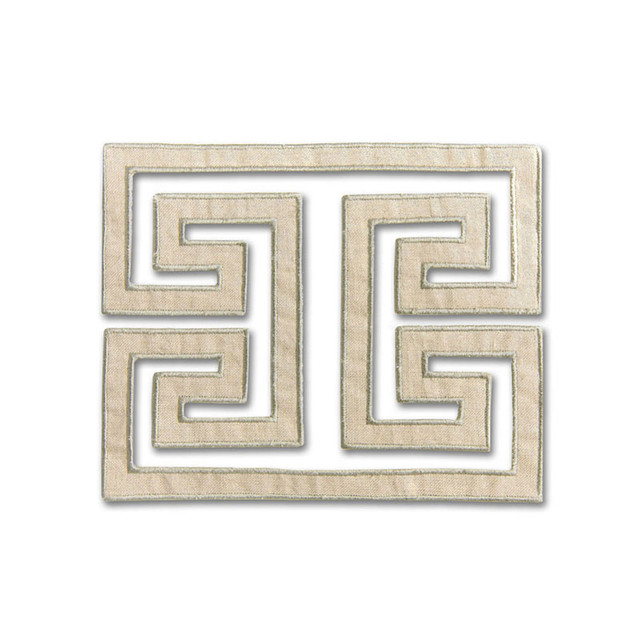 Schumacher Fabric Madame Wu Applique Greige 66131 Fabric COTTON 50% INDIA </p><p>Repeat: H: HORZ. 8" (20CM) , V: VERT. 6 5/8" (17CM) 8 - My Fabric Connection -