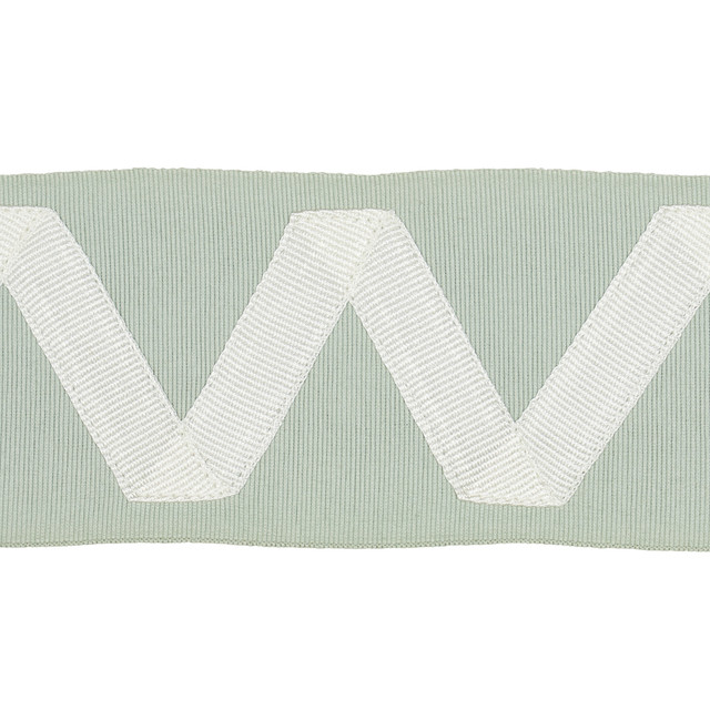 Schumacher Fabric Legere Applique Tape Ivory On Seaglass 80872 Fabric COTTON 65% INDIA </p><p>Repeat: H: HORZ. 2 3/5" (7CM), V: 2 3/4" (7CM) 2.6 - My Fabric Connection -