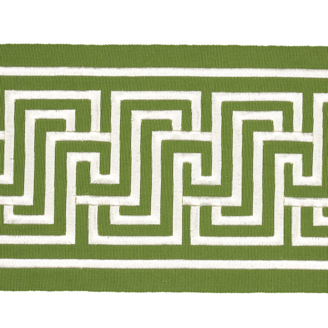 Schumacher Fabric Labyrinth Tape Green 81260 Fabric COTTON 75% </p><p>Repeat: H: HORZ. 2 1/2" (6CM), V: 27 - My Fabric Connection -