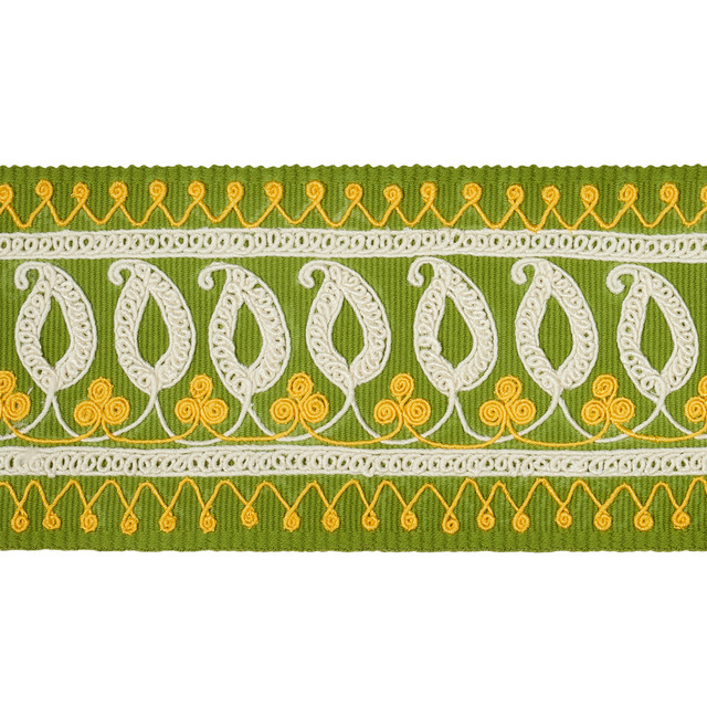 Schumacher Fabric Paisley Embroidered Tape Green & Yellow 81232 Fabric COTTON 60% </p><p>Repeat: H: , V: VERT. 3/4" (2CM) 54 - My Fabric Connection - Schumacher Fabric Paisley Embroidered Tape Green & Yellow 81232 Fabric COTTON 60% </p><p>Repeat: H: , V: VERT. 3/4" (2CM) 54 - My Fabric Connection -