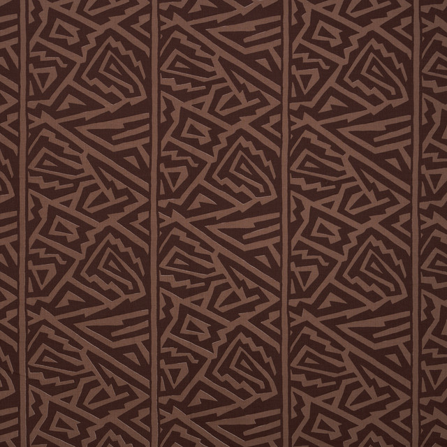 Schumacher Fabric Jagged Maze Brown 180321 Fabric COTTON 100% INDIA </p><p>Repeat: H: HORZ. 7 5/7" (20CM), V: VERT. 11 3/4" (30CM) 52" (132CM) - My Fabric Connection -