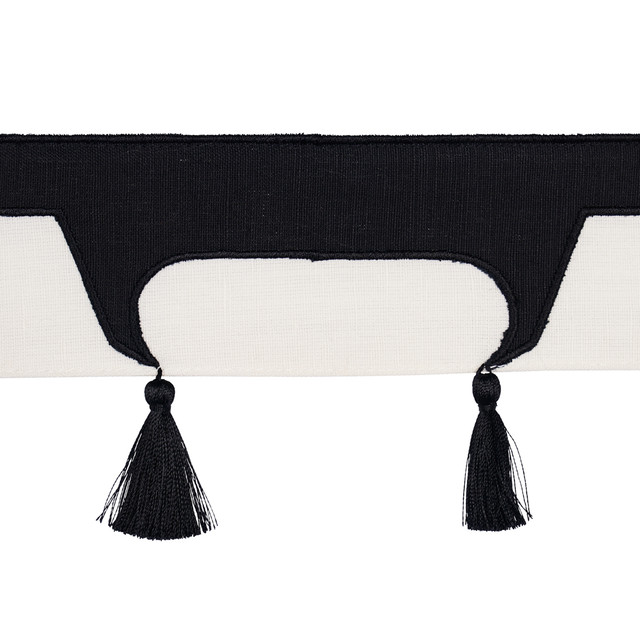 Schumacher Fabric Pagoda Trim Black 81761 Fabric LINEN 75% 0% INDIA </p><p>Repeat: H: 0, V: 0 3" (8CM`) - My Fabric Connection - Schumacher Fabric Pagoda Trim Black 81761 Fabric LINEN 75% 0% INDIA </p><p>Repeat: H: 0, V: 0 3" (8CM`) - My Fabric Connection -