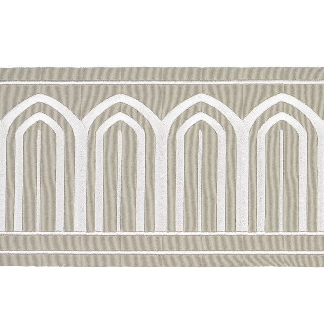 Schumacher Fabric Arches Embroidered Tape Wide Taupe 70776 Fabric COTTON 84% INDIA </p><p>Repeat: H: 0, V: 0 6'' (15.25CM) - My Fabric Connection - Schumacher Fabric Arches Embroidered Tape Wide Taupe 70776 Fabric COTTON 84% INDIA </p><p>Repeat: H: 0, V: 0 6'' (15.25CM) - My Fabric Connection -