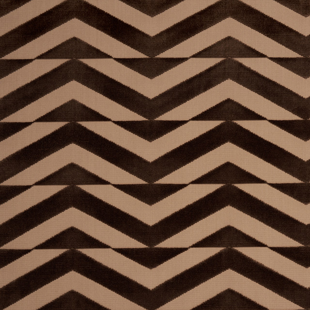 Schumacher Fabric Broken Chevron Cut Velvet Brown On Camel 81811 Fabric VISCOSE 82% INDIA </p><p>Repeat: H: HORZ. 9" (23CM), V: VERT. 3 1/2" (8CM) 53 1/2" (136CM) - My Fabric Connection - Schumacher Fabric Broken Chevron Cut Velvet Brown On Camel 81811 Fabric VISCOSE 82% INDIA </p><p>Repeat: H: HORZ. 9" (23CM), V: VERT. 3 1/2" (8CM) 53 1/2" (136CM) - My Fabric Connection -