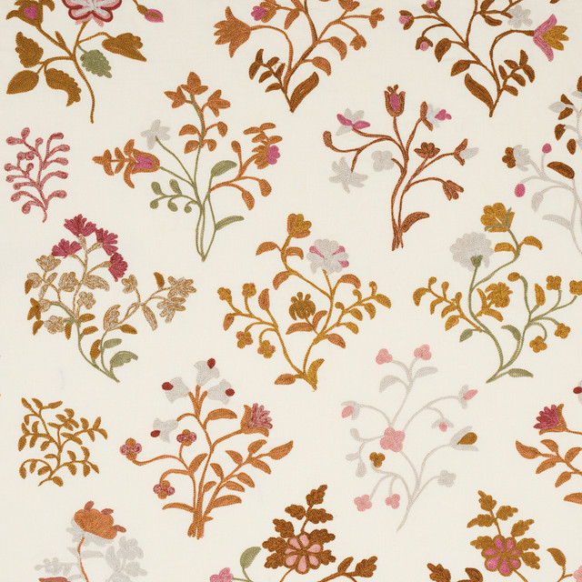 Schumacher Fabric Raleigh Embroidery Autumn 81430 Fabric LINEN 29% INDIA </p><p>Repeat: H: HORZ. 51 1/5" (130CM), V: VERT. 39 2/5" (100CM) 51 1/5" (130CM) - My Fabric Connection -