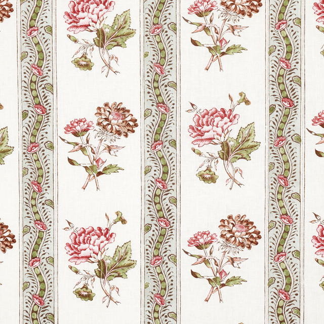 Schumacher Fabric Ariana Floral Stripe Chelsea Garden 180243 Fabric MARTINDALE 16,000 </p><p>Repeat: H: 18" (46CM), V: 16 4/5" (43CM) 27" (69CM) - My Fabric Connection -