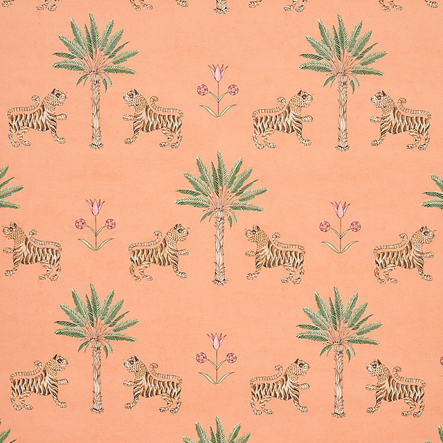 Schumacher Wallcovering Tiger Palm Crimson On Peach 5012920 Wallcovering Paper UNITED STATES OF AMERICA </p><p>Repeat: H: HORZ. 13 1/2" (34CM), V: VERT. 14 8/9" (38CM) 27 - My Fabric Connection - Schumacher Wallcovering Tiger Palm Crimson On Peach 5012920 Wallcovering Paper UNITED STATES OF AMERICA </p><p>Repeat: H: HORZ. 13 1/2" (34CM), V: VERT. 14 8/9" (38CM) 27 - My Fabric Connection -