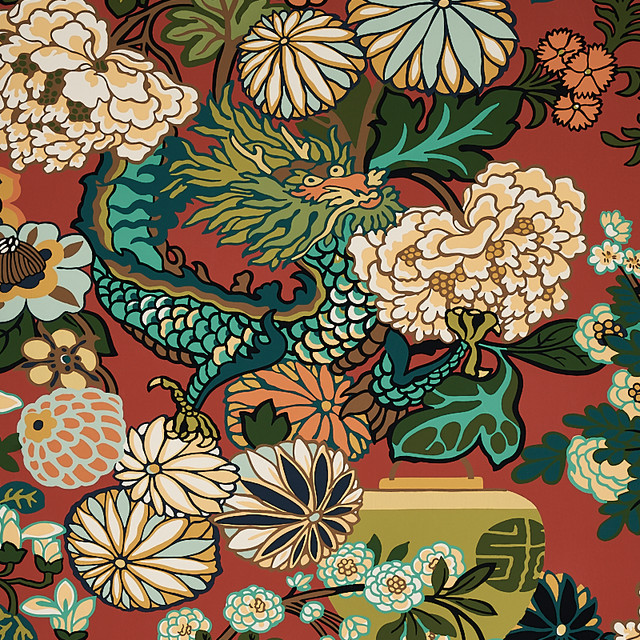 Schumacher Wallcovering Chiang Mai Dragon Lacquer 5001061 Wallcovering Paper UNITED STATES OF AMERICA </p><p>Repeat: H: HORZ. 27" (69CM) , V: VERT. 45 3/4" (116CM) 27 - My Fabric Connection -