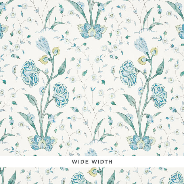 Schumacher Wallcovering Khilana Floral Peacock 5009952 Wallcovering Paper UNITED STATES OF AMERICA </p><p>Repeat: H: HORZ. 13 1/2" (34CM), V: VERT. 15 1/3" (39CM) 54.625 - My Fabric Connection -