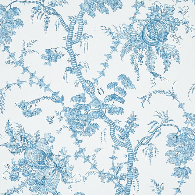 Schumacher Wallcovering San Cristobal Toile Peacock 5010620 Wallcovering Paper UNITED STATES OF AMERICA </p><p>Repeat: H: HORZ. 27" (69CM), V: VERT. 30 3/5" (78CM) 27.5 - My Fabric Connection -