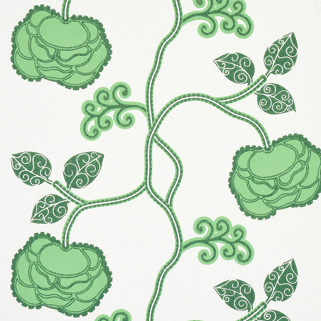 Schumacher Wallcovering Queen Fruit Jade 5011411 Wallcovering Paper UNITED KINGDOM </p><p>Repeat: H: HORZ. 20 1/2" (52CM) , V: VERT. 28 1/2" (72CM) 20.5 - My Fabric Connection -
