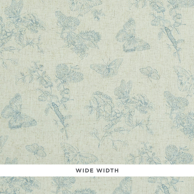 Schumacher Wallcovering Baudin Butterfly Linen Blue 5011831 Wallcovering Paper UNITED STATES OF AMERICA </p><p>Repeat: H: HORZ. 26 3/4" (68CM), V: VERT. 19" (48CM) 53.5 - My Fabric Connection -
