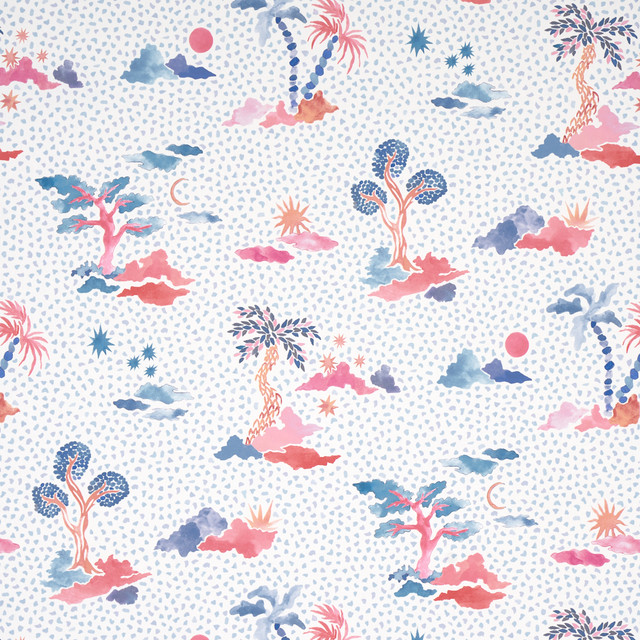 Schumacher Wallcovering Valetta Sky And Pink 5013520 Wallcovering Paper UNITED STATES OF AMERICA </p><p>Repeat: H: HORZ. 13 1/2" (34CM), V: VERT. 24 4/5" (63CM) 27 - My Fabric Connection -