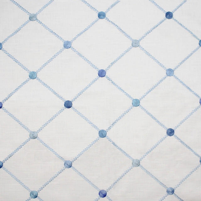 Greenhouse Fabric S5073 Porcelain Blue M11: Memos by Color 80% Cotton, 20% Viscose With 100% Viscose Embroidery India 7,500 double rubs </p><p>Repeat: 4.375" H, 5.125" V 52" - My Fabric Connection -