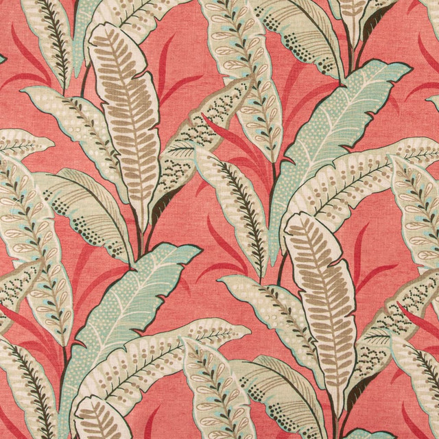 Charlotte Fabric D3305 Coral Linen Prints 95% Polyester, 5% Linen Asia Exceeds 100,000 Wyzenbeek Rubs (Heavy Duty) </p><p>Repeat: Horizontal 28" x Vertical 26" 54 Inches - My Fabric Connection -