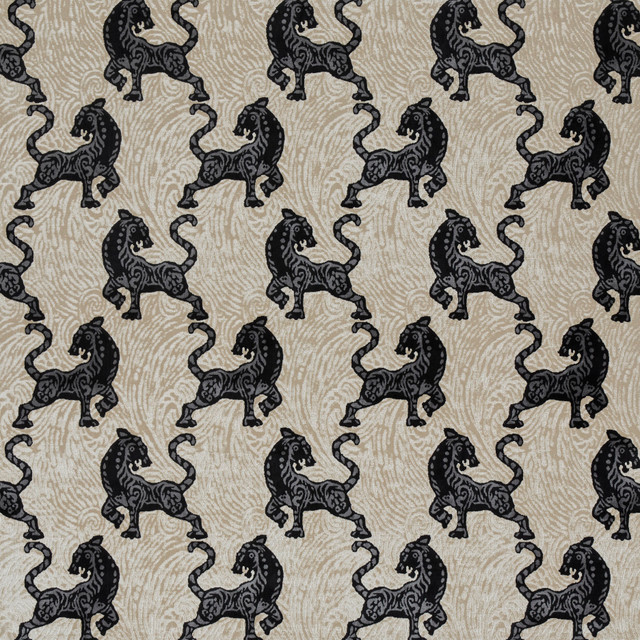 Marcus William Fabric Africa 2 Black/Tan KAI/MARCUS WILLIAM BOTANICAL ESCAPE 47%COT 28%NYL 25%POL INDIA Horizontal: 13.750 and Vertical: 18.875 54 in - My Fabric Connection -