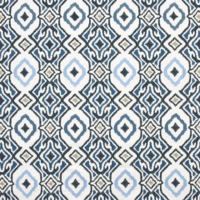 Forever Means Marine by Carole Designer Fabric Artisan Base: 100% Cotton. Embr: 60% Cotton, 40% Spun Poly INDIA N/A 15"V, 6 1/2" H 52" - Swanky Fabrics -