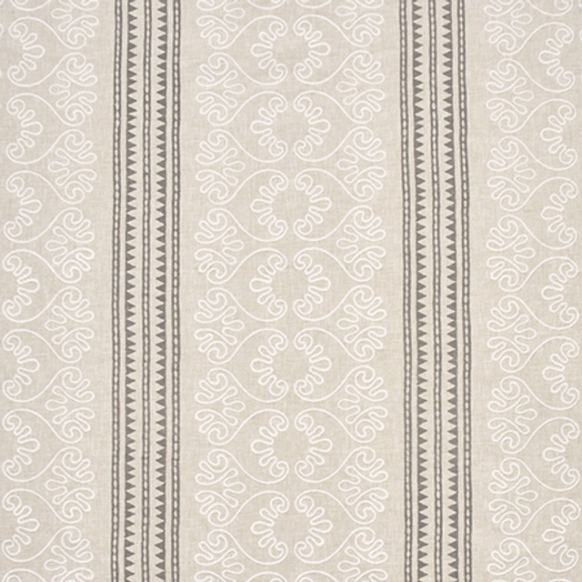 Garden Paths Natural by Carole Designer Fabric Artisan Base: 50% Poly, 50% Cotton. Embr: 60% Poly, 40% Cotton INDIA N/A 3 3/4" V, 13 1/2" H 53.75" - Swanky Fabrics -