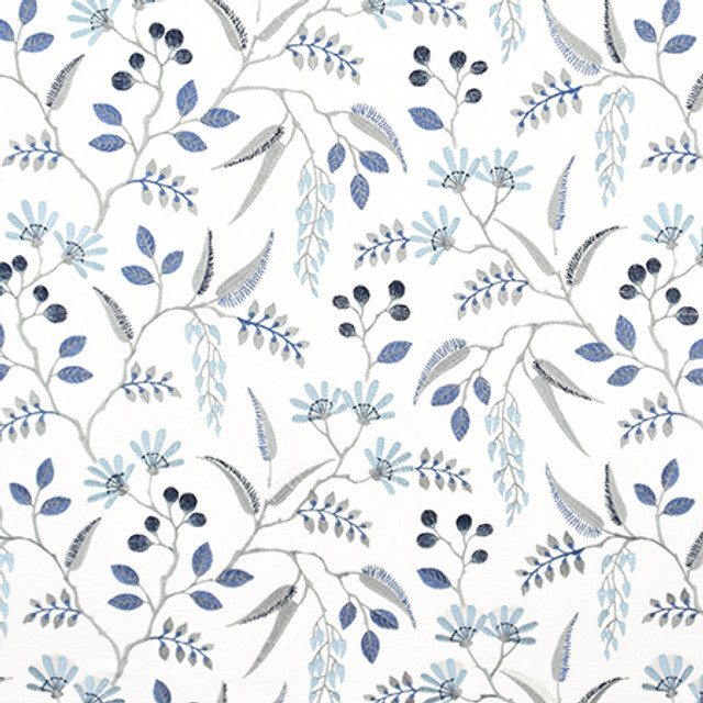 Maury Island Nordic Blue by Carole Designer Fabric Bluebell 52% Cotton, 48% Polyester India 6,000 Wyzenbeek Double Rubs 18 3/8" V, 25 1/4" H 50.5" - Swanky Fabrics - Maury Island Nordic Blue by Carole Designer Fabric Bluebell 52% Cotton, 48% Polyester India 6,000 Wyzenbeek Double Rubs 18 3/8" V, 25 1/4" H 50.5" - Swanky Fabrics -