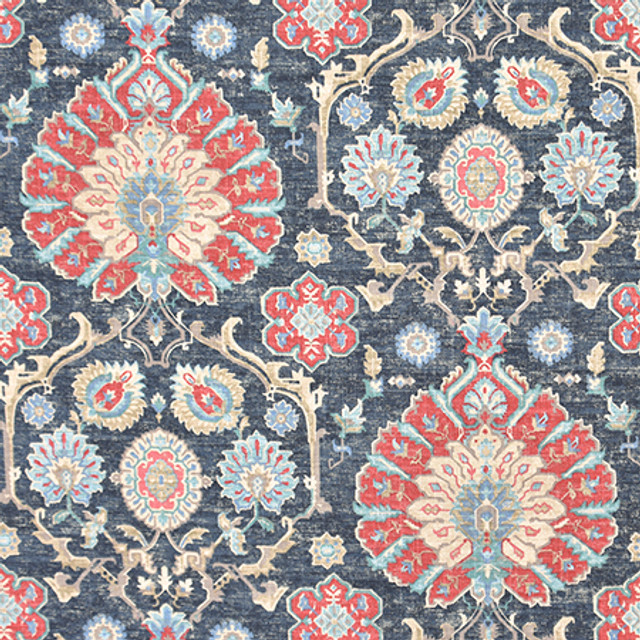 Traditions Of Ink by Carole Designer Fabric Bluebell 75% Cotton, 25% Linen Pakistan 17,000 Wyzenbeek Double Rubs 27" V, 27" H HD 54" - Swanky Fabrics -