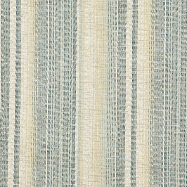 Boardwalk Stripe Sea Breeze by Carole Designer Fabric Dewdrop 100% Polyester India 33,000 WYZENBEEK DOUBLE RUBS 13 1/2" H 55" - Swanky Fabrics -