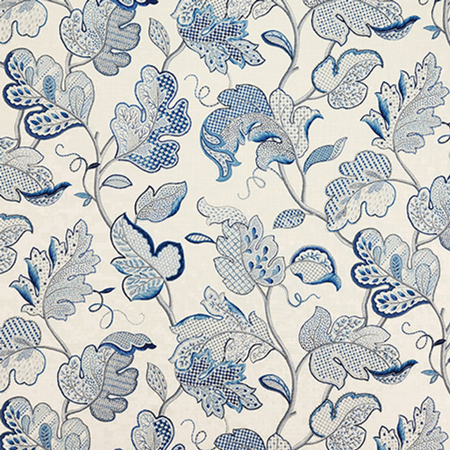 Briarway Blue Sand by Carole Designer Fabric Dewdrop 100% Cotton Spain 57,000 WYZENBEEK DOUBLE RUBS 27" V, 27" H HD 54" - Swanky Fabrics -