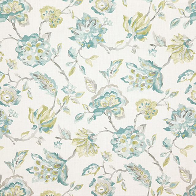 Full Frame Seafoam by Carole Designer Fabric Dewdrop 97% Cotton, 3% Linen Printed In Usa 30,000 WYZENBEEK DOUBLE RUBS 27" V, 14 1/2" H HD 54" - Swanky Fabrics -