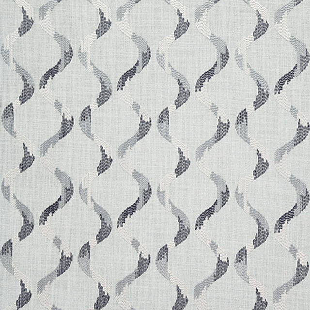 Patched In Lake by Carole Designer Fabric Dewdrop Base: 100% Polyester. Embr: 100% Polyester India 30,000 WYZENBEEK DOUBLE RUBS 9 1/2" V, 5 1/4" H 53" - Swanky Fabrics -