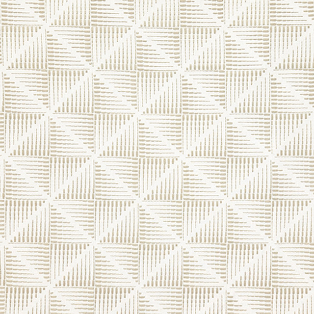 Jagged Edges Flax by Carole Designer Fabric Earth & Stone Base: 52% Polyester, 48% Cotton, Embr: 100% Spun Polyester India 51,000 WYZENBEEK DOUBLE RUBS 6 1/4" V, 6 1/4" H 52" - Swanky Fabrics -