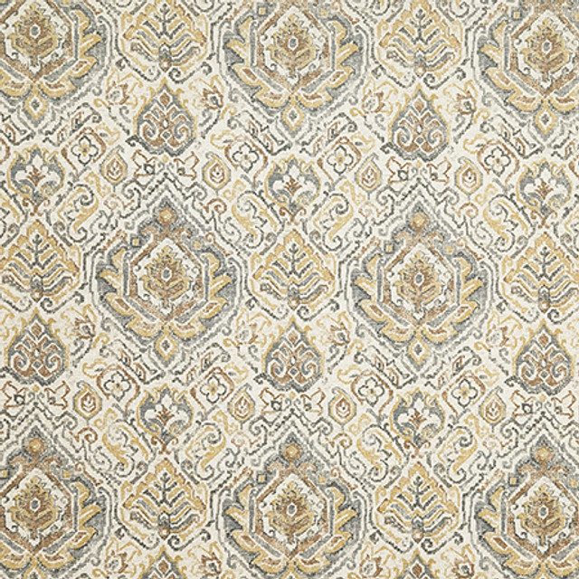 Your Presence Saffron by Carole Designer Fabric Evergreen 100% Cotton Pakistan 30,000 WYZENBEEK DOUBLE RUBS 25" V, 6 1/4" H HD 55.5" - Swanky Fabrics -