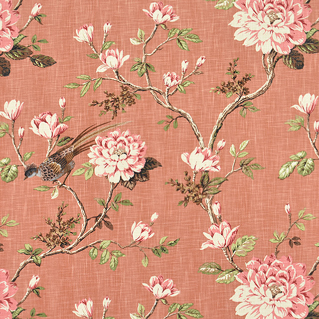 Garden Bird Clay by Carole Designer Fabric Harvest 100% Cotton-Soil Repellent Pakistan 50,000 Wyzenbeek Double Rubs 25 1/8" V, 27"H 56" - Swanky Fabrics -