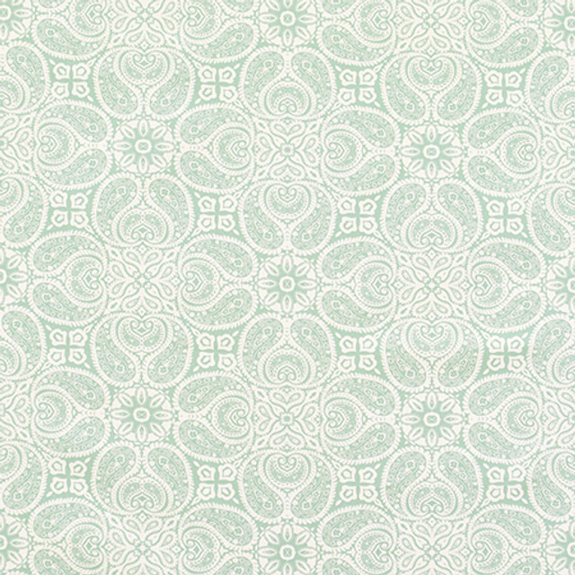 Paisley Connections Spa by Carole Designer Fabric Jade 100% Cotton-Soil Repellent Pakistan 50,000 Wyzenbeek Double Rubs 12 1/2" V, 13 1/2" H HD 56.5" - Swanky Fabrics -