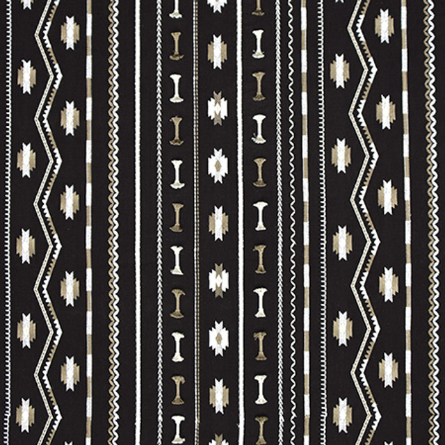 Put A Bow On It Noir by Carole Designer Fabric Moonstone 52% Cotton, 48% Polyester India 9,000 Wyzenbeek Double Rubs 9 1/4" V, 17 3/8" H 52.25" - Swanky Fabrics -