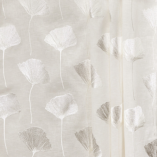 Ginkgo Leaf Cream by Carole Designer Fabric Perfect Balance Base: 85% Polyester, 15% Cotton Embr:100% Viscose India N/A 9 1/2" V, 7 3/4" H 54" - Swanky Fabrics -