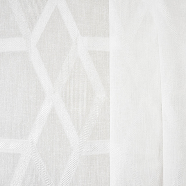 Flip Over White by Carole Designer Fabric Sheer Luxury 100% Polyester TURKEY N/A 5 7/8" V, 15 1/8" H 118" - Swanky Fabrics -