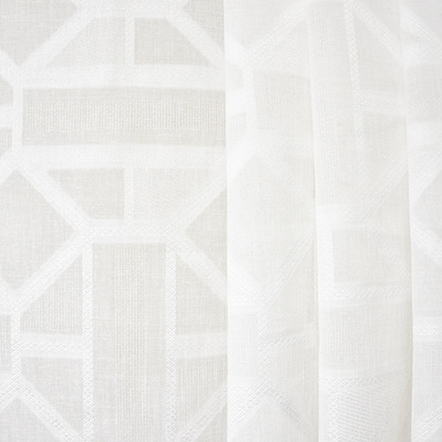 Into View White by Carole Designer Fabric Sheer Luxury 100% Polyester TURKEY N/A 5 7/8" V, 15 1/8" H 118" - Swanky Fabrics -