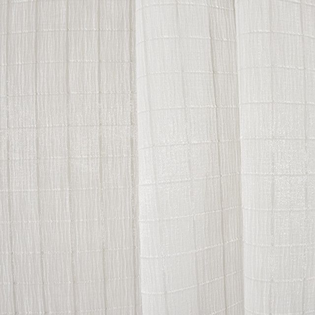 Square One White by Carole Designer Fabric Sheer Luxury 66% Cotton, 34% Polyester INDIA N/A 1 1/4" V, 1 3/8" H 116" - Swanky Fabrics -