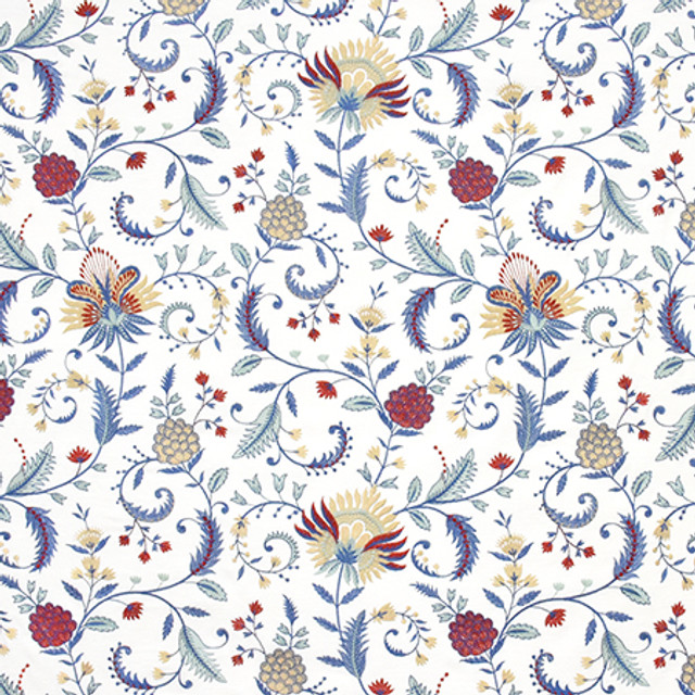Dare Me Jewel by Carole Designer Fabric Wallflower Base:76% Polyester, 24% Cotton. Embr: 100% Viscose INDIA Base:51,000 Wyzenbeek Double Rubs. Embroidery: 10,000 Wyzenbeek Double Rubs 19 3/8" V, 17" H 52" - Swanky Fabrics -