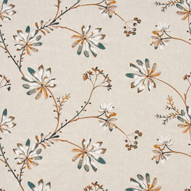 So In Love Deep Teal by Carole Designer Fabric Wallflower Base: 50% Poly, 50% Cotton. Embr: 60% Poly, 40% Cotton INDIA N/A 15 1/2" V, 25" H 51" - Swanky Fabrics -