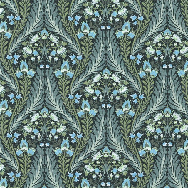 Kasmir Fabric Hendon Blues  1477 100% Cotton  INDIA  </p><p>Repeat: Horizontal: 13 6/8 inches and Vertical: 9 inches 54  - My Fabric Connection -
