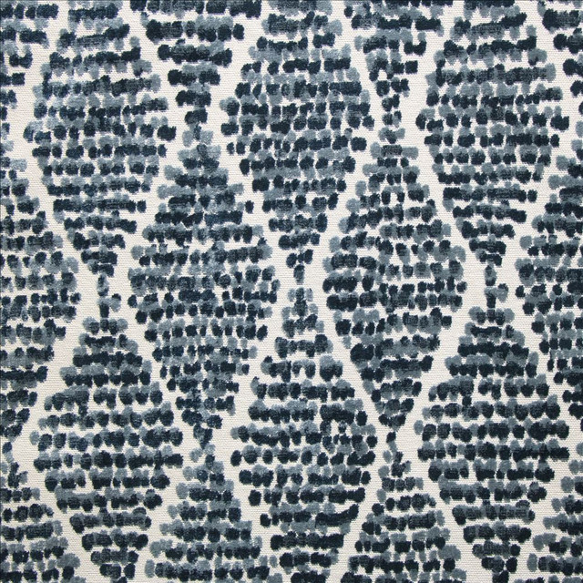 Kasmir Fabric Sorriso Indigo  1477 76% Rayon 24% Polyester  CHINA  </p><p>Repeat: Horizontal: 13 7/8 inches and Vertical: 35 3/8 inches 55  - My Fabric Connection -