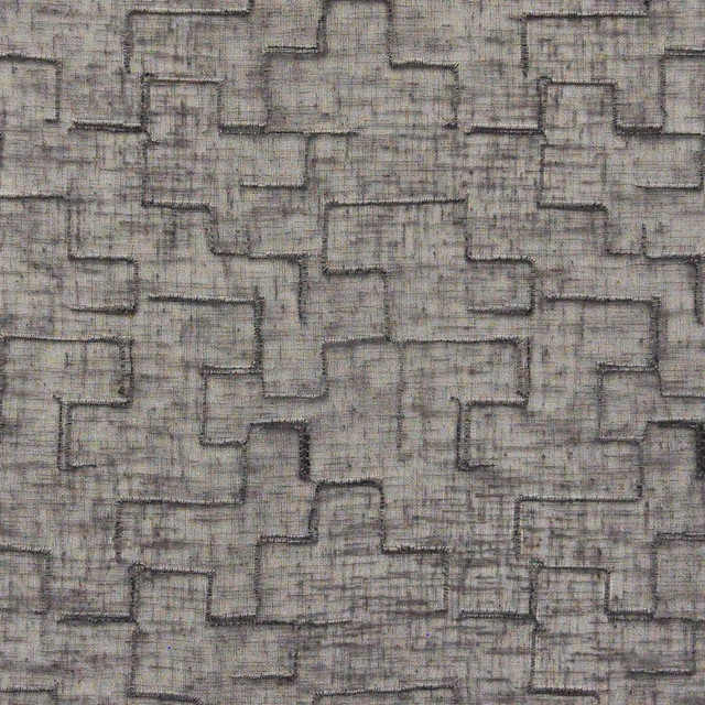 Maxwell Fabric Minos # 546 Noir Sheer Paths 100% POLYESTER TURKEY V-8" H-6.4" 118" EMB. WIDTH 110" - My Fabric Connection -