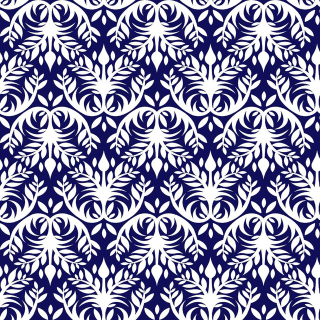 RM CoCo Fabric Double Dutch Damask Reversal Indigo