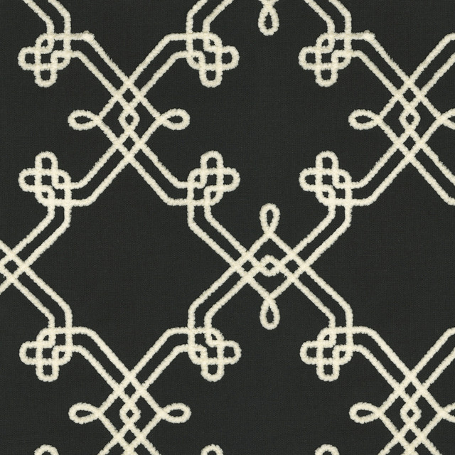 PKL Studio Fabric Dynasty Emb Onyx 412444 Base 60% polyester, 30% cotton, 10% linen Emb: 100% polyester India 51000 Horizontal: 8.75 and Vertical: 9.25 55 - My Fabric Connection -