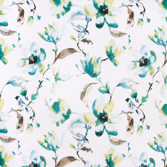 Carole Fabric Perching Bird Mist VIBRANCE 100% Cotton Spain Passes 30,000 Double Rubs Wyzenbeek Horizontal: 27" and Vertical: 27" 54" - My Fabric Connection -