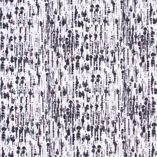Carole Fabric Ink Spots Midnight White Smoke 100% Cotton Turkey Passes 27,000 Double Rubs Wyzenbeek Horizontal: 13.5 and Vertical: 12.5 54 - My Fabric Connection -