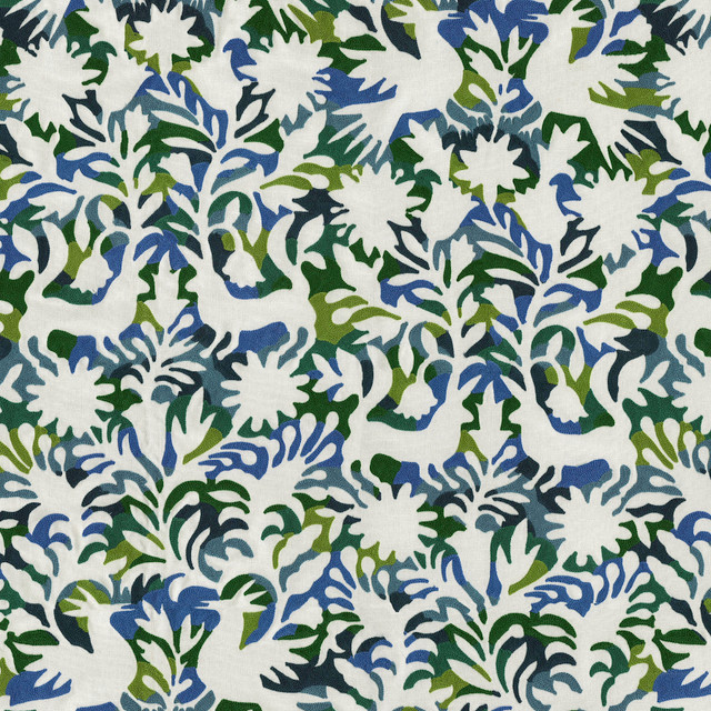 PKL Studio Fabric Free Spirit Emb Tropics 470581 - Base: 100% cotton Emb: 100% acrylic India 18000 Horizontal: 26.75 and Vertical: 30.75 57 - My Fabric Connection -