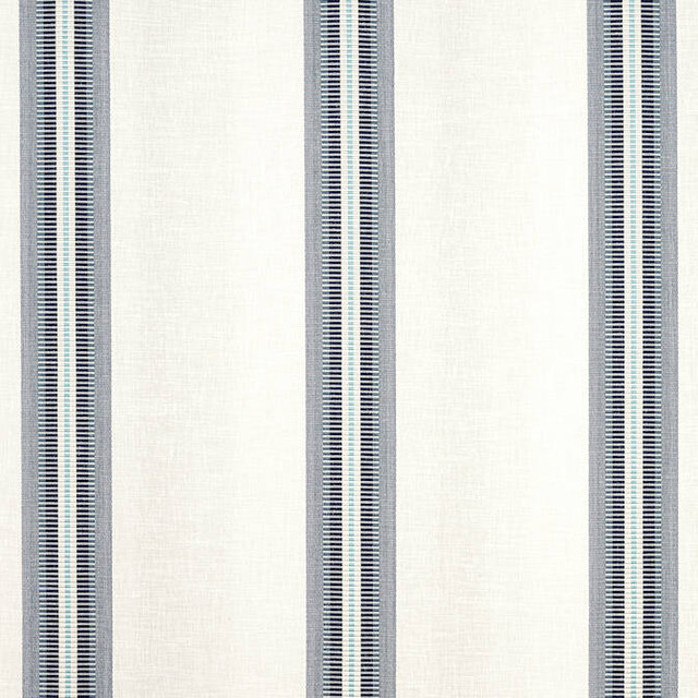Thibaut Fabric Stanley Stripe Ocean FWW7156 Fabric 85% Polyester, 15% Linen TURKEY - </p><p>Repeat: V: - 117 - My Fabric Connection -