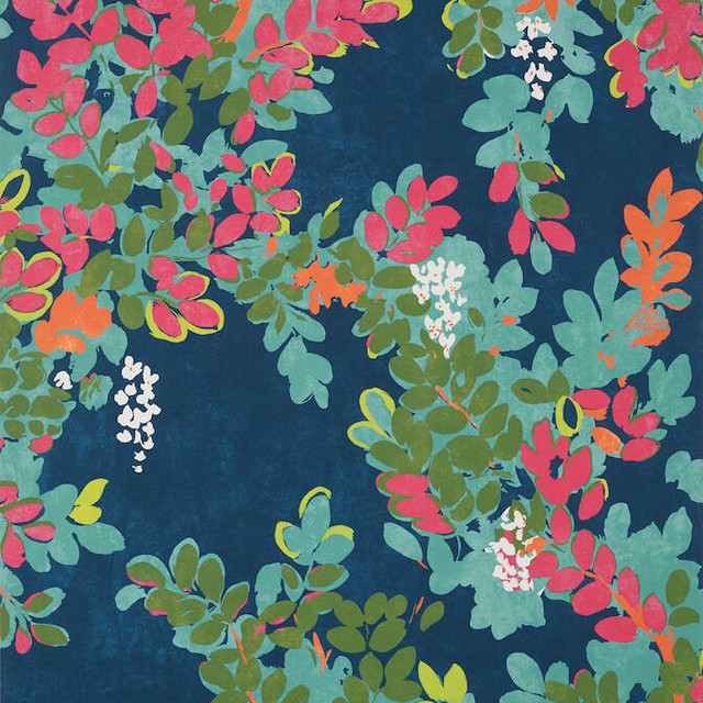 Thibaut Wallpaper Central Park Navy and Pink T14331 Wallpaper Wallpaper UNITED STATES - </p><p>Repeat: V: 36 27 - My Fabric Connection -