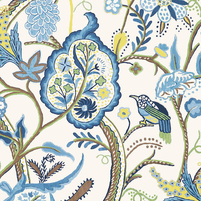 Thibaut Wallpaper Windsor Blue and Yellow T14300 Wallpaper Non Woven Wallpaper UNITED STATES - </p><p>Repeat: V: 41 27 - My Fabric Connection -
